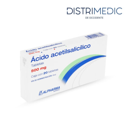 Ácido Acetilsalicílico, 500 mg, 20 Tabletas, Alpharma-Distrimedic de Occidente