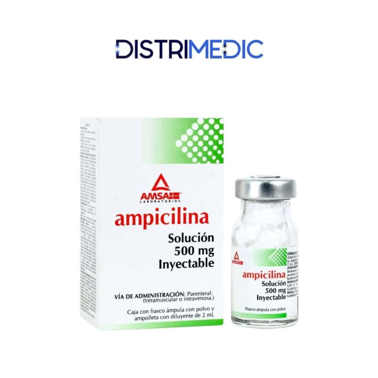Ampicilina Solución Inyectable, 500 mg, 2 ml, 1 Pieza, Amsa