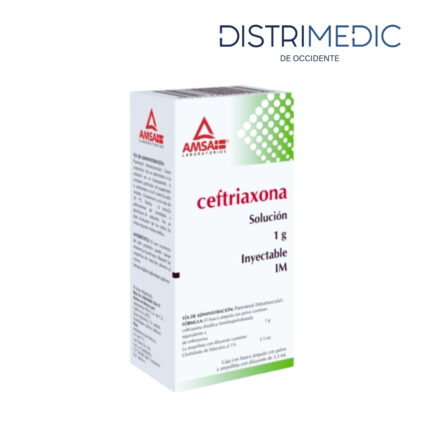 Ceftriaxona Solución Inyectable, 1 gr, 10 ml, 1 Pieza, Amsa-Distrimedic de Occidente