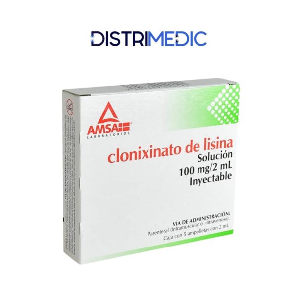 Clonixinato de Lisina, 100 mg, 2 ml, 5 Ampolletas, Amsa
