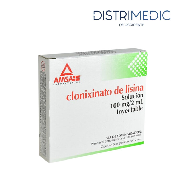 Clonixinato de Lisina, 100 mg, 2 ml, 5 Ampolletas, Amsa-Distrimedic de Occidente