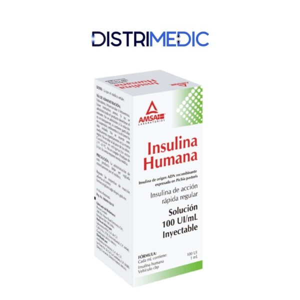Insulina Humana Rapida - Regular, 100 UI, 1 Pieza, Amsa