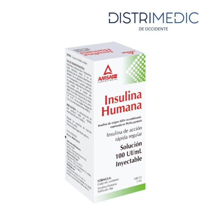 Insulina Humana Rapida - Regular, 100 UI, 1 Pieza, Amsa-Distrimedic de Occidente